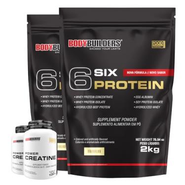 Imagem de Kit 2x 6 Six Protein 2kg + 2x Power Creatina 100g - Bodybuilders (Médio, Baunilha)