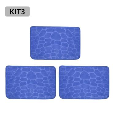 Imagem de Kit 1-4 Tapete de Porta Para Banheiro Macio Antiderrapante para Sala e Quarto 60x40cm(KIT3-Azul Claro)