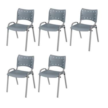 Imagem de Kit 5 Cadeiras Iso Base Cinza, Escola, Escritório, Igreja- Cinza