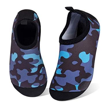 Imagem de Meias aquáticas infantis para meninos e meninas com secagem rápida antiderrapante para nadar na praia, Camouflage Black, 6-7 Toddler