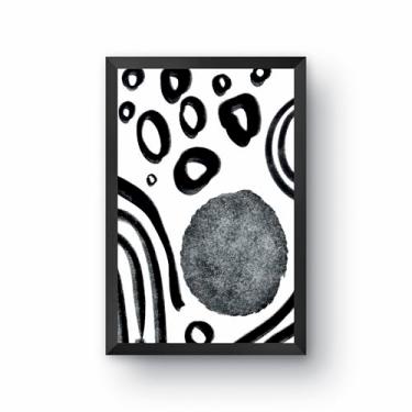 Imagem de Quadro Moldura Preta Abstrato Arte Preto Branco 60x40cm