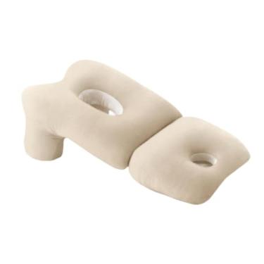 Imagem de Ioensy Travesseiro de apoio para o pescoço, capa versátil e lavável, travesseiro ergonômico macio e macio para massagem doméstica, para cama estômago, Bege