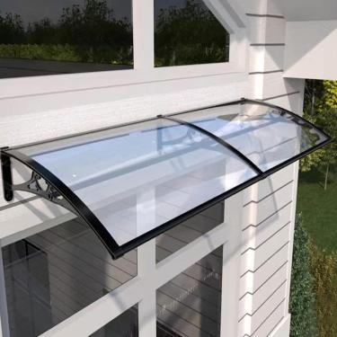 Imagem de Dossel De Varanda Toldo Ao Ar Livre Toldos De Pátio Cobertura De Policarbonato Curvada, Cobertura De Porta Da Frente De Sombra Ao Ar Livre, Cobertura De Abrigo De Chuva De, 60x200cm/24"x79"