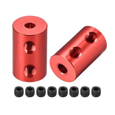 Imagem de uxcell Acoplamento de eixo 3,17 mm para 4 mm Furo L20xD12 Roda Roda Roda Roda Roda Roda Roda Rígida Acoplador Vermelho 2 peças