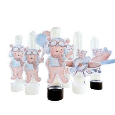 Imagem de Tags Para Tubetes Personalizados Tema Urso Aviador — Lembrancinha Festa Infantil, Decoração Mesa de Doces, Kit com 50 Unidades