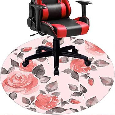 Imagem de Tapete de cadeira de escritório com flores, textura de flor, tapete de cadeira de mesa para piso de madeira de escritório doméstico, protetor de piso de pilha baixa multiuso, redondo, 99 cm
