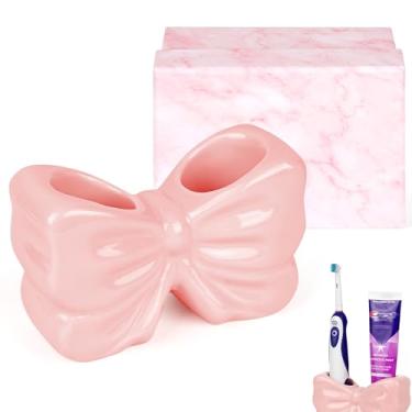 Imagem de Biiange Bonito suporte de pasta de dente, suporte de escova de dentes de arco de cerâmica, com orifício de drenagem, acessórios de bancada de banheiro, para organização de armazenamento de vasilha de