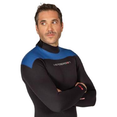 Imagem de Henderson Macacão masculino Thermoprene Pro de 3 mm com zíper nas costas, preto/azul celeste, short grande