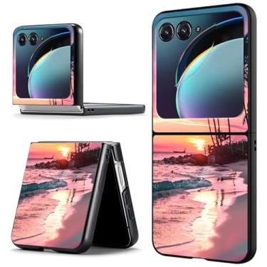 Imagem de ACWDMKH Capa para celular Motorola Moto Razr 2024, capa de celular para Moto Razr 50, capa protetora ultrafina e rígida, antiarranhões, à prova de choque, veja o pôr do sol na praia