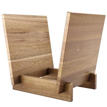 Imagem de HOMESTEAD Suporte de disco de vinil sólido Acacia – Rack de armazenamento LP em forma de V comporta 40 álbuns, 33,5 cm × 28 cm × 30,5 cm – Suporte decorativo de madeira para montagem de toca-discos