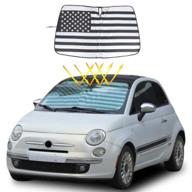 Imagem de Para-brisa compatível com Fiat 500 2010-2024, protetor de viseira de janela frontal, proteção UV, isolamento térmico, para-brisa (estilo E)