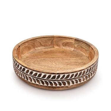 Imagem de BHAVATU Tigela de salada redonda para servir frutas ou saladas, cereais, flocos de milho para reuniões de família e jantares (25 x 25 x 6 cm)