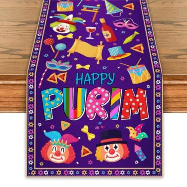 Imagem de Yarcooly Caminho De Mesa Purim, Feriado Judaico, Capa Carnaval, Palhaço Circo, Chapéu Hamantaschen, Máscara, Decoração Gagger, Decorações Felizes Para Festa Em Casa