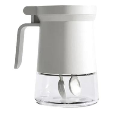 Imagem de Açucareiro de Vidro com Tampa e Colher, 350 ml, Recipiente Moderno para Cozinha, Organização de Especiarias, Organização de Cozinha, Casa Nova, Presente (branco)