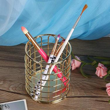 Imagem de ZJchao Luxury Gold Cosmetic Brush Storage Titular de Sobrancelha Organizador de Lápis Rack para Balcão de Mesa