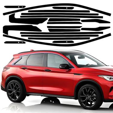 Imagem de MusTree Kit de envoltório de vinil cromado para Infiniti QX50 2019-2025 Acessórios acabamento de janela lateral com película blackout preta brilhante