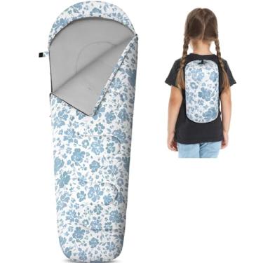 Imagem de FIOBEE Saco de dormir infantil para meninas e meninos, 3 estações, clima quente e frio, 5 °C - 16 °C, sacos de dormir com bolsa de mochila para viagem, caminhada, acampamento ao ar livre, equipamentos