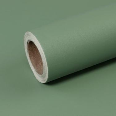 Imagem de CAX Papel de parede verde sálvia descascar e colar 59,9 cm x 299,7 cm papel de contato verde sólido moderno papel de parede autoadesivo removível cor sólida papel de parede à prova d'água para