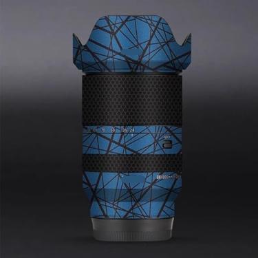 Imagem de Adesivo de câmera antiarranhões com tampa de lente para Tamron 28-200 mm adequado para Sony Mount película protetora protetor de corpo decalque 28-200 (azul cruzado)