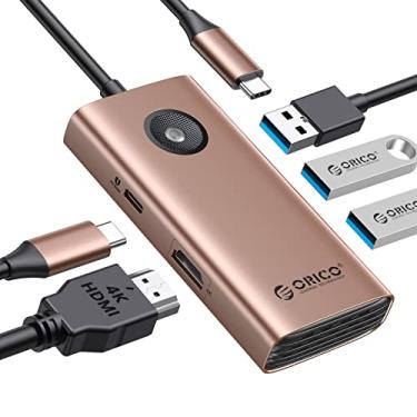 Imagem de ORICO Estação de ancoragem USB C 5 em 1 – HDMI 4K, entrega de energia de 60 W, USB 3.0 e 2 portas USB 2.0 para MacBook, XPS e mais