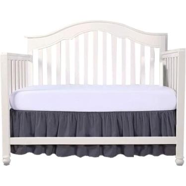 Imagem de Saia para cama de berço 71 cm x 132 cm com 35,5 cm de altura – cantos divididos com babados, microfibra – respirável, durável, elástico ajustável, roupa de cama macia para bebês meninos e meninas