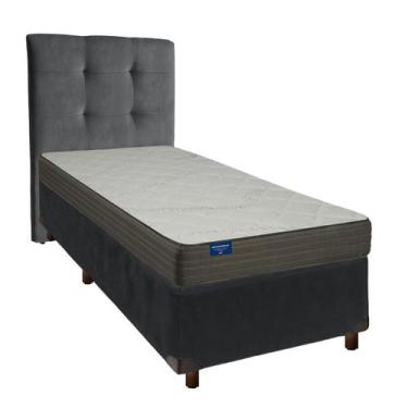Imagem de Conjunto Cama Box Cinza Solteiro + Colchão D33 Orthotech Inducol + Cab