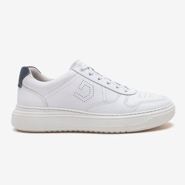 Imagem de Tenis Democrata Masculino Denim Joe Ultra Light Couro Macio, Branco, A
