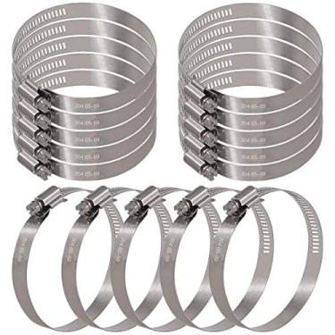 Imagem de Glarks 15 braçadeiras de mangueira de engrenagem sem-fim de aço inoxidável 304 de alcance ajustável de aço inoxidável 65-89 mm para braçadeira de linha de combustível para tubulação de água,