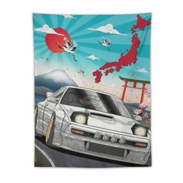 Imagem de josnmre Jdm Car Rx7 Tapeçaria de arte automotiva para pendurar na parede para quarto arte estética decoração de casa dormitório sala de aula tapeçarias de sala de estar 76 cm x 101 cm