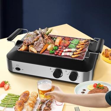 Imagem de Grelha com rotação automática de 360°, máquina de kebab e espetos com controle preciso de temperatura (180°-240°C) - perfeita para carnes, vegetais e frutos do mar