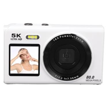Imagem de ASHATA Câmera Digital 5K, Câmeras de 80MP para Fotografia e para o YouTube Com Tela Dupla de 2,8in 1,5in, Zoom Digital 18x Construído Em Flash Flash Focus (64 GB)