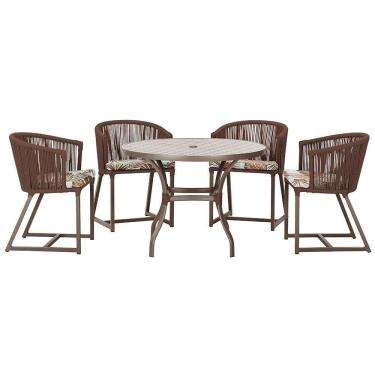 Imagem de Mesa Com 4 Cadeiras E Noronha Estofado 6 Trama autêntico Marrom