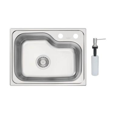 Imagem de Cuba Tramontina Morgana Compact 48 Fx Undermount 55x42 93815392 Aço Inox Escovado Com Acessório