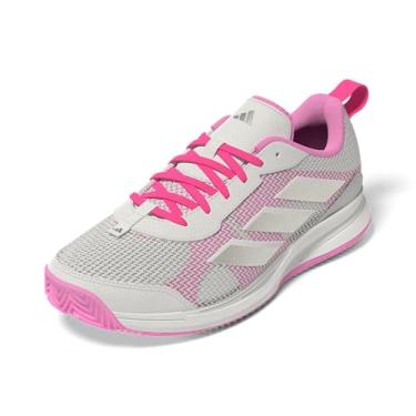 Imagem de adidas Tênis feminino Avaflash Low Tennis Shoes, Core White Silver Met Lucid Pink, 36 2/3 EU