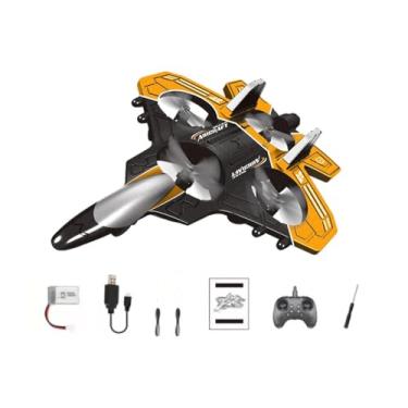Imagem de JunZheHub Avião de Brinquedo de Espuma com Controle Remoto E com Luz para Artesanato, Avião de Brinquedo Infantil RC para Presente de Quintal, Presente D, Amarelo
