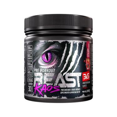 Imagem de PréTreino BEAST KAOS 300g Extra Forte com Citrulina,BetaAlanina,Cafeína,Arginina,Taurina e Tirosina-Unissex