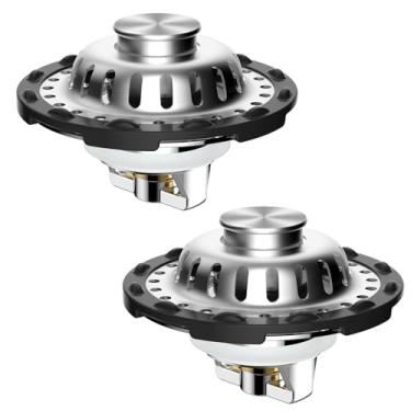 Imagem de Anylock Rolha de ralo de pia de banheiro atualizada com cesta de filtro de aço inoxidável superior visível, coletor de cabelo, 2 peças 3 em 1 coador de pia pop-up adequado para orifício de lavatório