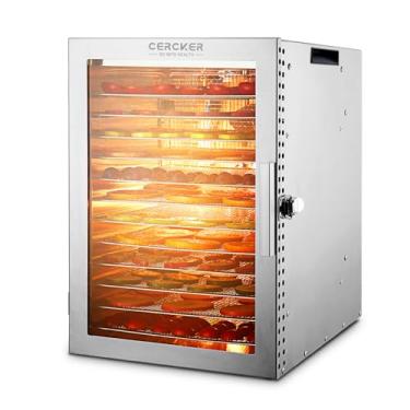 Imagem de Máquina de desidratação de alimentos, 12 bandejas de aço inoxidável, desidratador de carne para carne seca, secador de ervas de 800 W, controle de temperatura 190ºF, temporizador 24H, poderosa