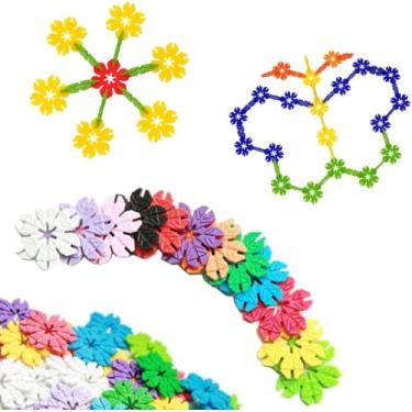 Imagem de Blocos de Montar Infantil, Flocos Coloridos Interativos Coloridos 90 Peças, Brinquedo Educativo de Encaixar Com Certificação INMETRO