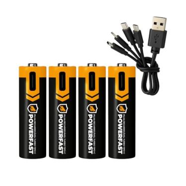 Imagem de Gshield 4UN Pilha Recarregável USB-C Powerfast Carga Direta Rápida 1,5v até 1200 Ciclos (AAA, 1100 mWh)