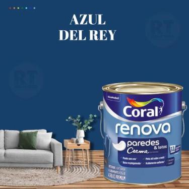 Imagem de Tinta Para Parede Acrílica Coral Renova Cor Azul 3,2l Lavável Premium 