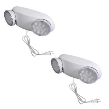 Imagem de CM MZY Luzes de emergência com bateria reserva e cabo de plugue de 1 metro, luzes de emergência para energia doméstica comercial, duas luminárias de emergência com cabeça de LED ajustável, AC120V