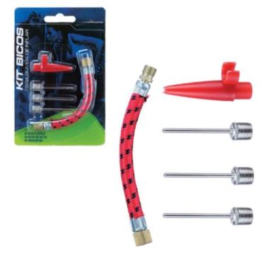 Imagem de Kit 5 pçs Bicos p/ Bomba de Ar C/4Pontas+Mangueira - speed sport