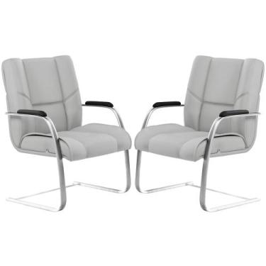 Imagem de Kit 02 Cadeiras De Escritório Fixa Executiva New Onix F02 Tecido Sinté