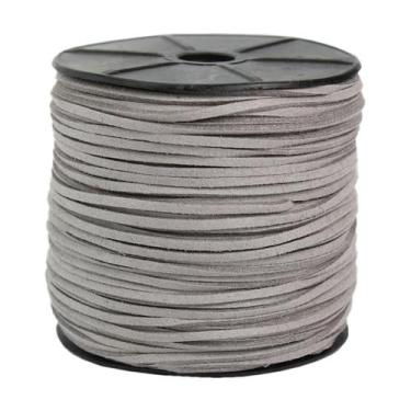Imagem de Rolo 100 Metros Fio Camurça Suede Cinza Tira 2.7mm Para Artesanato Bij