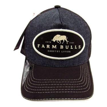 Imagem de Boné Farm Bulls De Aba Curva Marrom Com Azul Fechamento Em Snapback E 