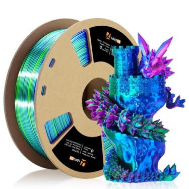 Imagem de Filamento de impressora 3D LOVOON Tricolor PLA 1,75 mm Silk Rainbow