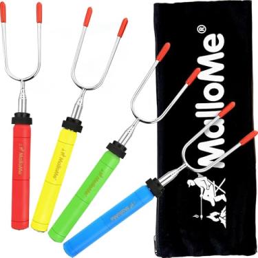 Imagem de MalloMe Smores Sticks for Fire Pit – Kit Premium de 86 cm de Marshmallow para Assar em Palitos Externos – Acessórios para Fogueira – Garfo de Cachorro-Quente Smore, Essenciais de Campismo Bonfire Gear