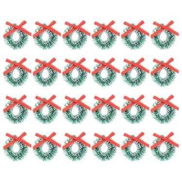 Imagem de Alipis Mini guirlanda de Natal: 24 peças guirlanda de Natal de sisal em miniatura com laço - enfeites de guirlandas penduradas para decoração de árvore de Natal, artesanato de casa de boneca