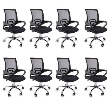 Imagem de Kit 8 Cadeiras de Escritório Begonia Mesh Ergonômico Preto